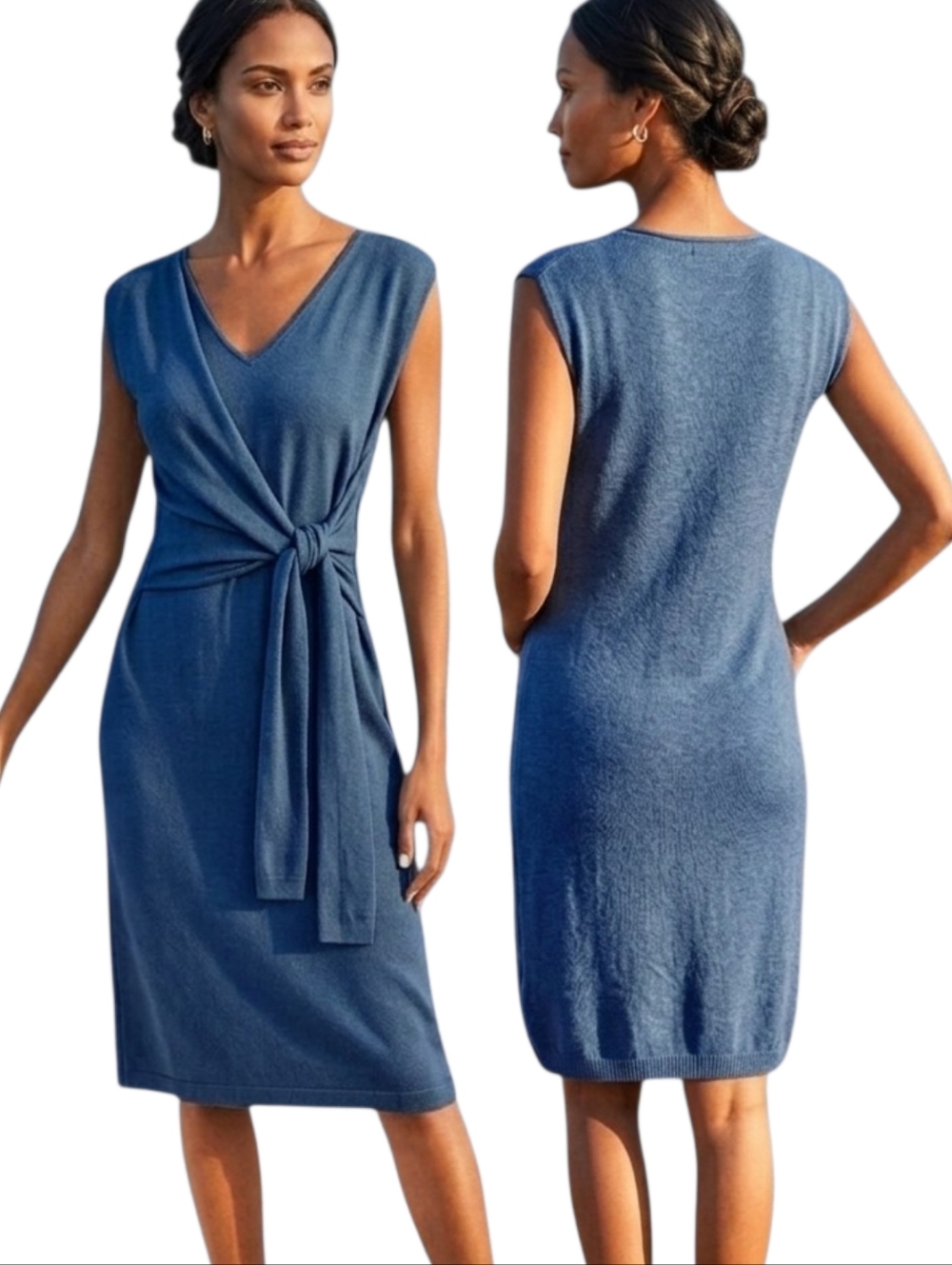 PERUVIAN CONNECTION Island Pima Silk Cotton Tie-front Dress - Size M